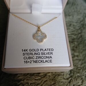 Rachel Zoe Gold Plated Clover Necklace with Cubic Zirconia